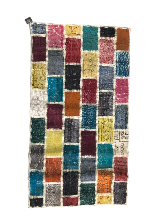 El Dokuma Patchwork Halı - 80x150 cm