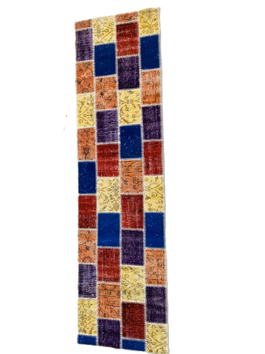 El Dokuma Patchwork Halı - 80x300 cm
