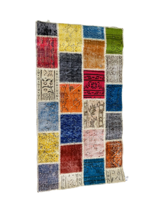 El Dokuma Patchwork Halı - 80x160 cm